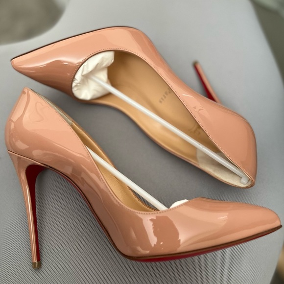 🎉SOLD🎉 CHRISTIAN LOUBOUTIN Pigalle Follies 100 Nude Patent 37.5 Authentic NEW - Picture 3 of 16
